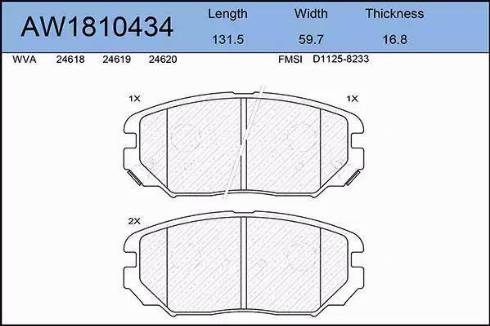 Aywiparts AW1810434 - Гальмівні колодки, дискові гальма autocars.com.ua