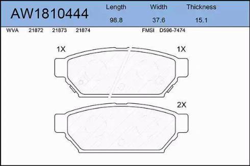 Aywiparts AW1810444 - Гальмівні колодки, дискові гальма autocars.com.ua