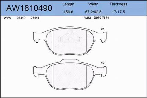 Aywiparts AW1810490 - Тормозные колодки, дисковые, комплект autodnr.net