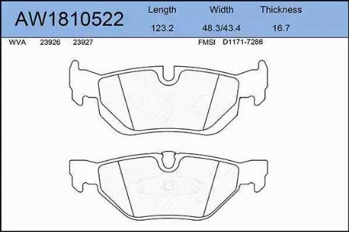 Aywiparts AW1810522 - Гальмівні колодки, дискові гальма autocars.com.ua