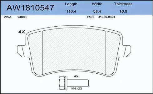 Aywiparts AW1810547 - Гальмівні колодки, дискові гальма autocars.com.ua