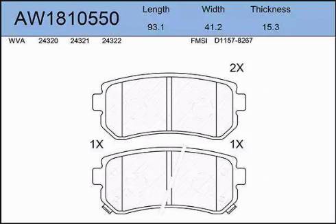 Aywiparts AW1810550 - Тормозные колодки, дисковые, комплект autodnr.net