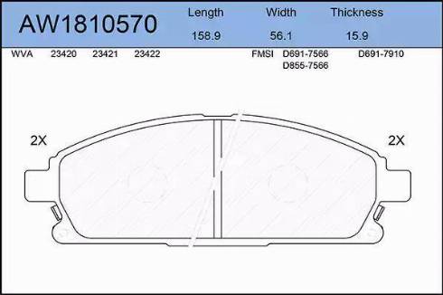 Aywiparts AW1810570 - Тормозные колодки, дисковые, комплект autodnr.net