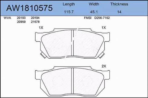 Aywiparts AW1810575 - Гальмівні колодки, дискові гальма autocars.com.ua