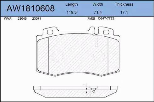 Aywiparts AW1810608 - Гальмівні колодки, дискові гальма autocars.com.ua