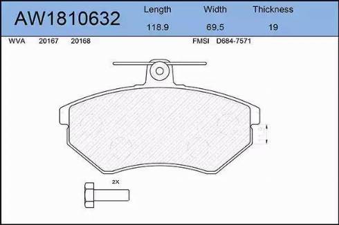 Aywiparts AW1810632 - Гальмівні колодки, дискові гальма autocars.com.ua