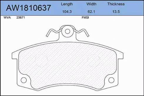 Aywiparts AW1810637 - Гальмівні колодки, дискові гальма autocars.com.ua