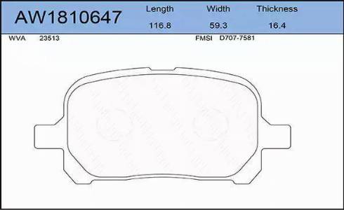 Aywiparts AW1810647 - Гальмівні колодки, дискові гальма autocars.com.ua