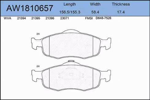 Aywiparts AW1810657 - Гальмівні колодки, дискові гальма autocars.com.ua