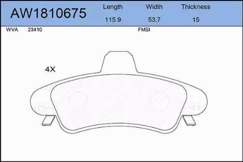 Aywiparts AW1810675 - Гальмівні колодки, дискові гальма autocars.com.ua