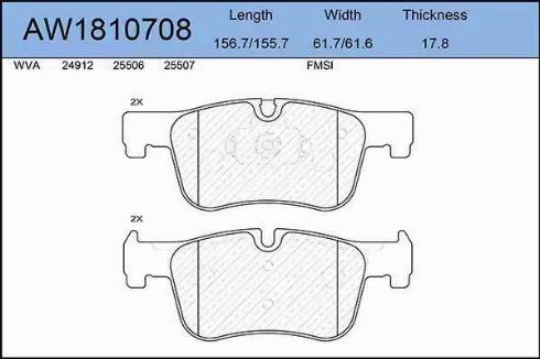 Aywiparts AW1810708 - Гальмівні колодки, дискові гальма autocars.com.ua