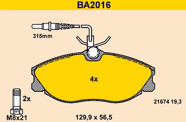 Barum BA2016 - Гальмівні колодки, дискові гальма autocars.com.ua
