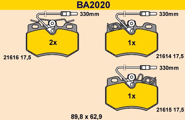 Barum BA2020 - Тормозные колодки, дисковые, комплект avtokuzovplus.com.ua