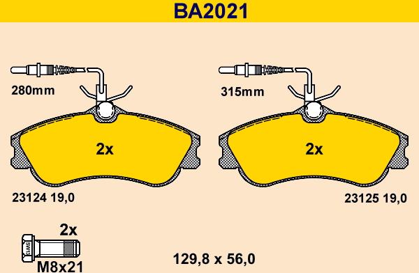 Barum BA2021 - Гальмівні колодки, дискові гальма autocars.com.ua