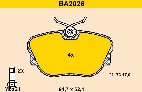 Barum BA2026 - Гальмівні колодки, дискові гальма autocars.com.ua