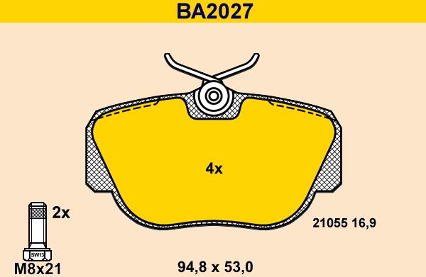 Barum BA2027 - Тормозные колодки, дисковые, комплект avtokuzovplus.com.ua