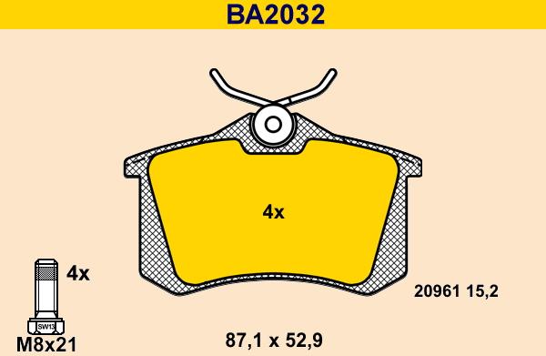 Barum BA2032 - Тормозные колодки, дисковые, комплект avtokuzovplus.com.ua