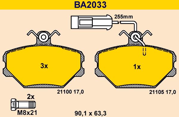 Barum BA2033 - Тормозные колодки, дисковые, комплект autodnr.net