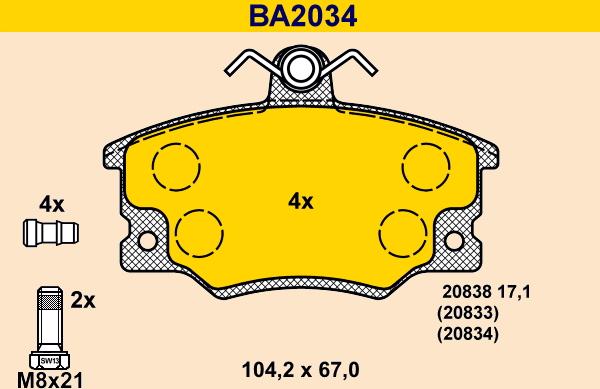 Barum BA2034 - Тормозные колодки, дисковые, комплект autodnr.net