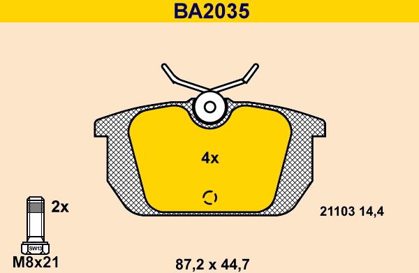 Barum BA2035 - Тормозные колодки, дисковые, комплект autodnr.net