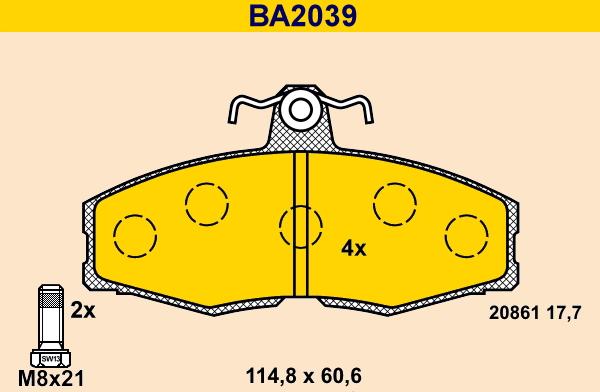 Barum BA2039 - Тормозные колодки, дисковые, комплект autodnr.net