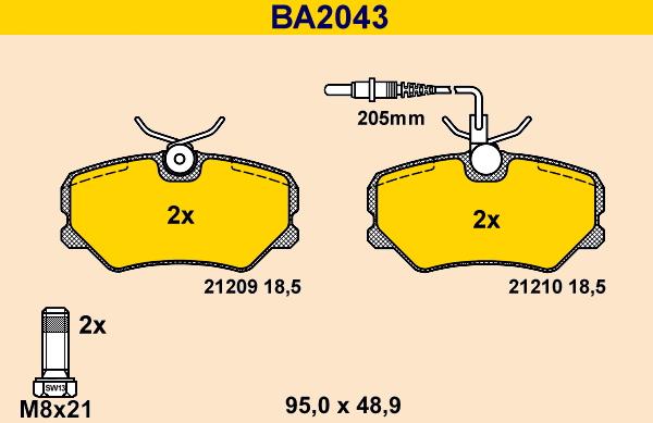 Barum BA2043 - Тормозные колодки, дисковые, комплект autodnr.net