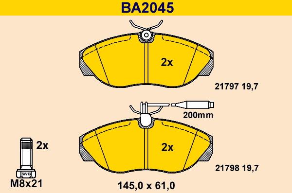 Barum BA2045 - Гальмівні колодки, дискові гальма autocars.com.ua