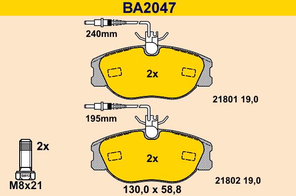 Barum BA2047 - Гальмівні колодки, дискові гальма autocars.com.ua