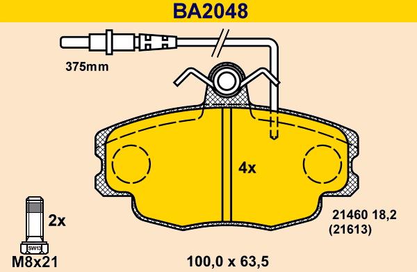 Barum BA2048 - Тормозные колодки, дисковые, комплект avtokuzovplus.com.ua