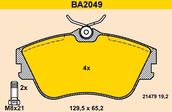 Barum BA2049 - Тормозные колодки, дисковые, комплект avtokuzovplus.com.ua