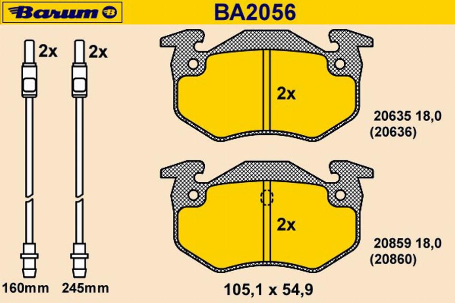 Barum BA2056 - Тормозные колодки, дисковые, комплект avtokuzovplus.com.ua