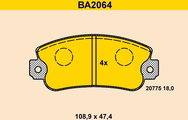 Barum BA2064 - Тормозные колодки, дисковые, комплект autodnr.net