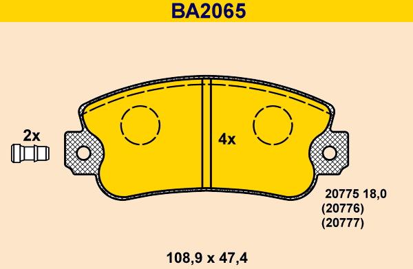 Barum BA2065 - Тормозные колодки, дисковые, комплект avtokuzovplus.com.ua