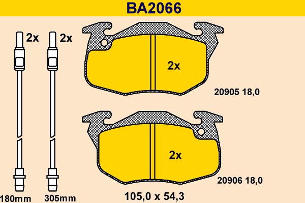 Barum BA2066 - Тормозные колодки, дисковые, комплект avtokuzovplus.com.ua