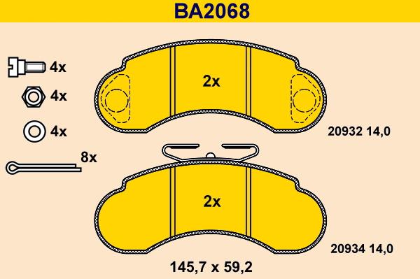 Barum BA2068 - Гальмівні колодки, дискові гальма autocars.com.ua