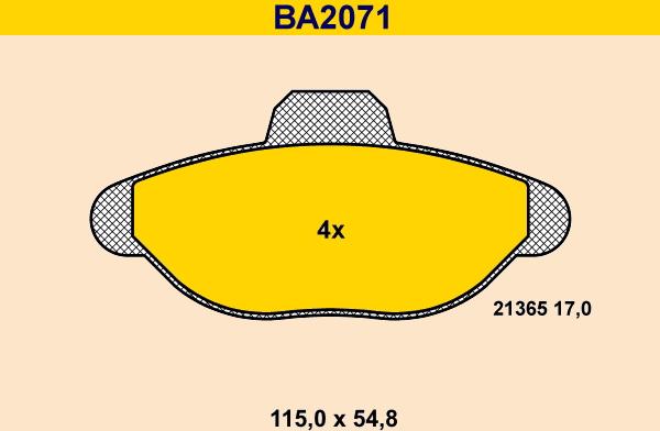 Barum BA2071 - Гальмівні колодки, дискові гальма autocars.com.ua