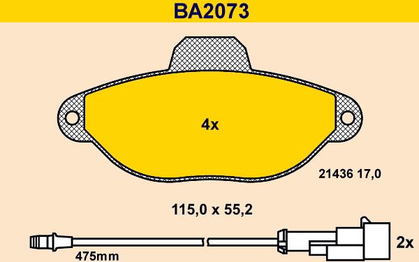 Barum BA2073 - Гальмівні колодки, дискові гальма autocars.com.ua