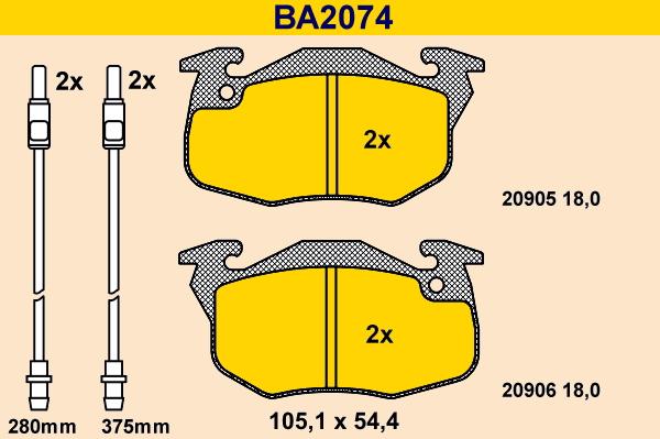 Barum BA2074 - Тормозные колодки, дисковые, комплект avtokuzovplus.com.ua