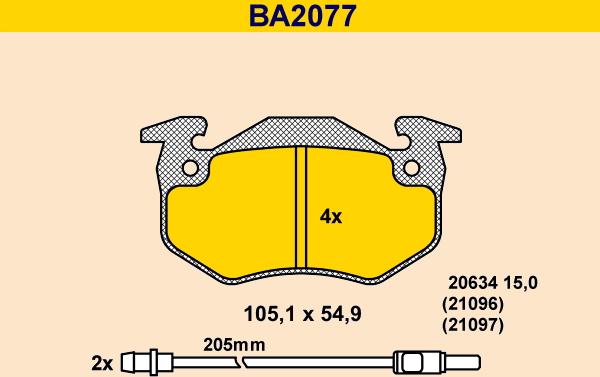 Barum BA2077 - Тормозные колодки, дисковые, комплект avtokuzovplus.com.ua