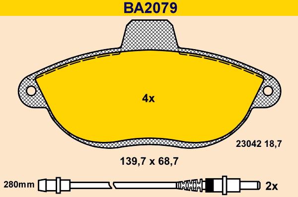 Barum BA2079 - Тормозные колодки, дисковые, комплект autodnr.net