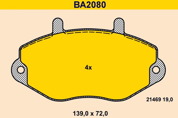 Barum BA2080 - Тормозные колодки, дисковые, комплект avtokuzovplus.com.ua