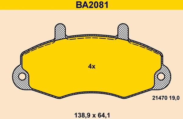 Barum BA2081 - Гальмівні колодки, дискові гальма autocars.com.ua