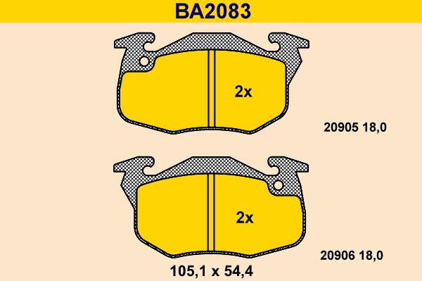 Barum BA2083 - Тормозные колодки, дисковые, комплект avtokuzovplus.com.ua