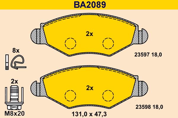 Barum BA2089 - Тормозные колодки, дисковые, комплект autodnr.net