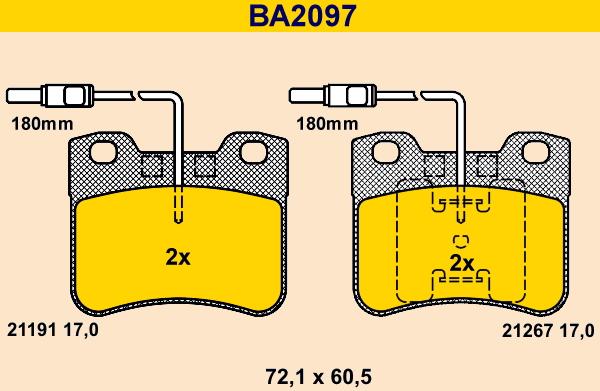 Barum BA2097 - Тормозные колодки, дисковые, комплект avtokuzovplus.com.ua