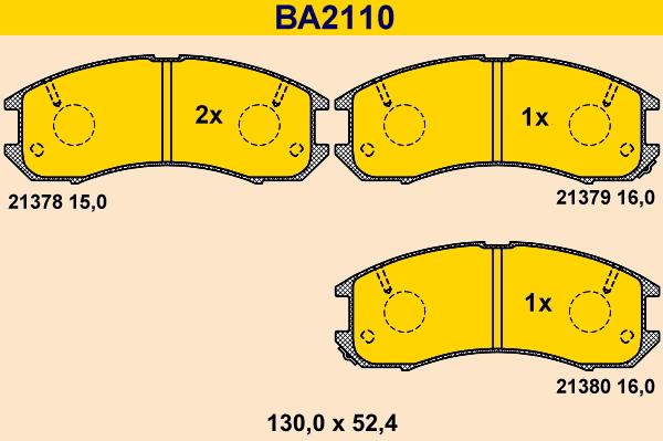 Barum BA2110 - Тормозные колодки, дисковые, комплект avtokuzovplus.com.ua