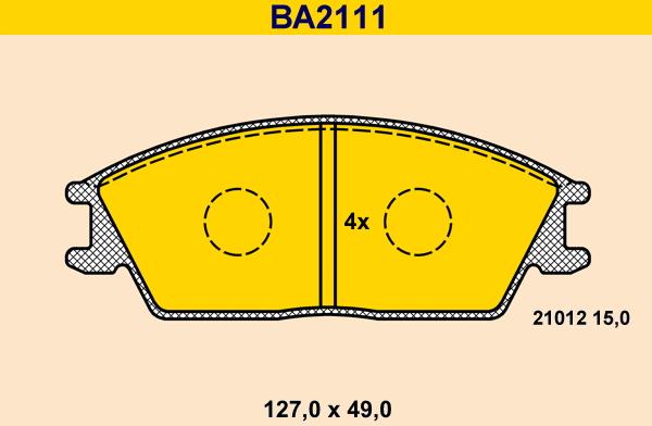 Barum BA2111 - Тормозные колодки, дисковые, комплект avtokuzovplus.com.ua