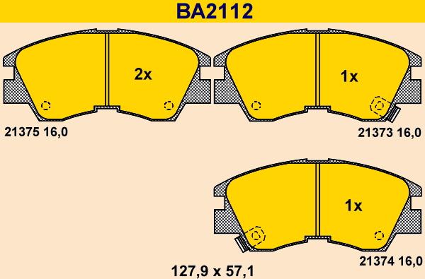 Barum BA2112 - Тормозные колодки, дисковые, комплект autodnr.net