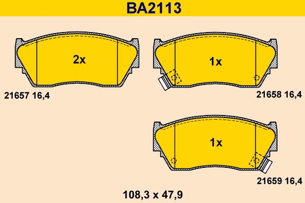 Barum BA2113 - Гальмівні колодки, дискові гальма autocars.com.ua