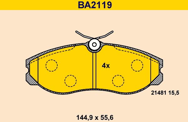 Barum BA2119 - Тормозные колодки, дисковые, комплект avtokuzovplus.com.ua